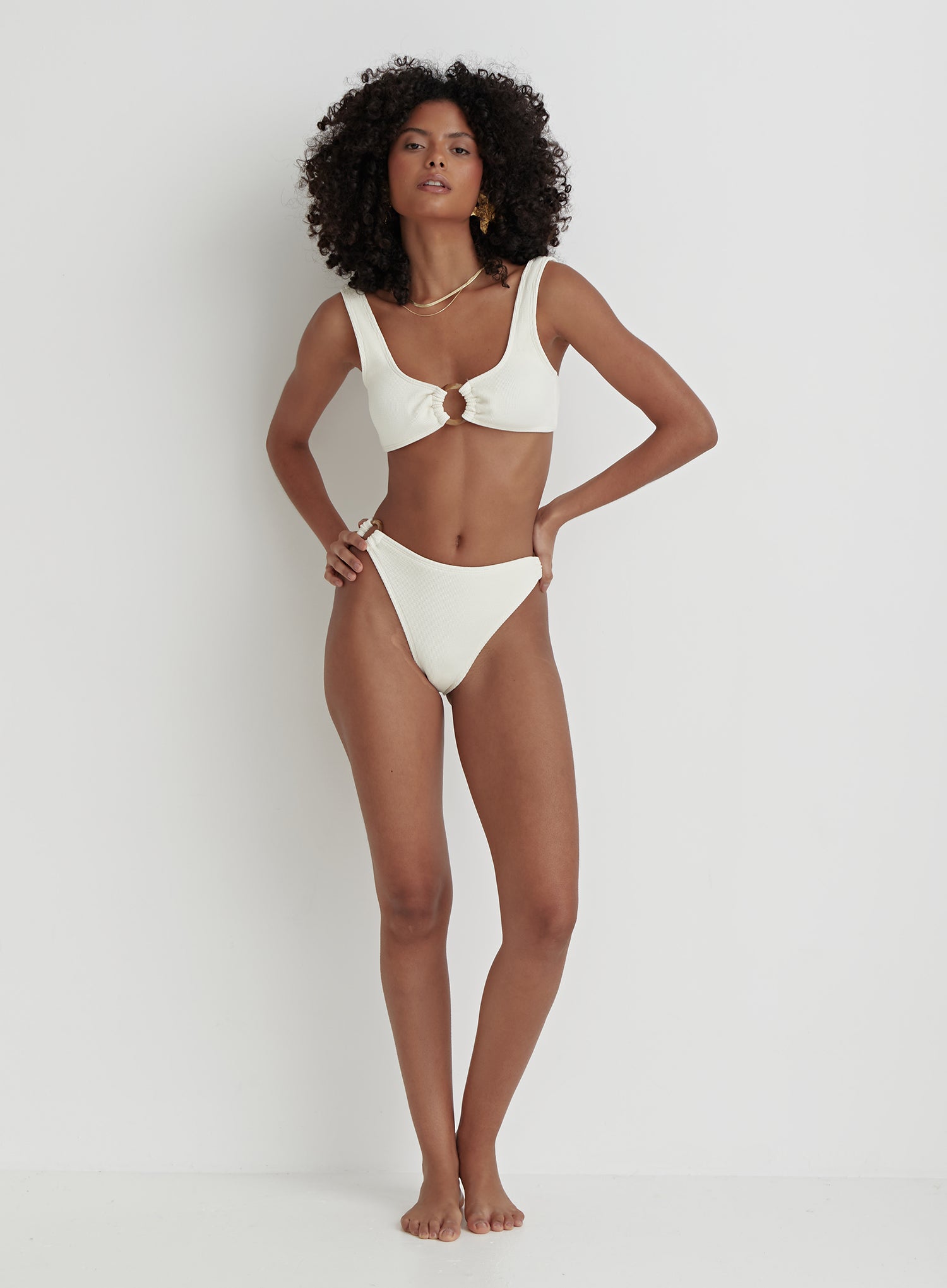 Cream Crinkle Tortoiseshell Bikini Top